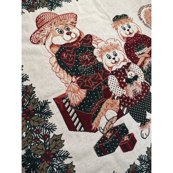 Christmas Bunny Family Tapestry Throw Blanket 46 x 59 Inches Cotton Goodwin Weav - Picture 2 of 6